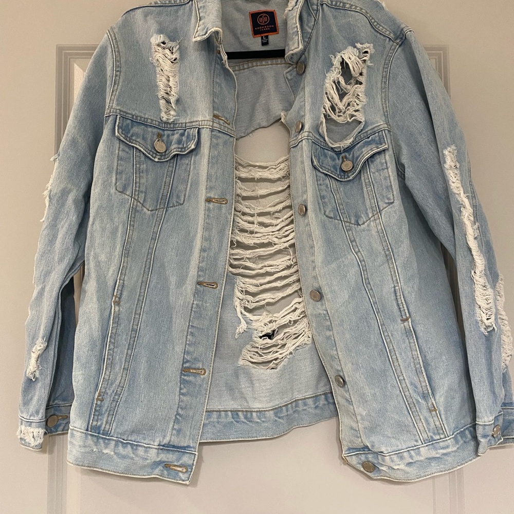 Light Blue Ripped Denim Jacket